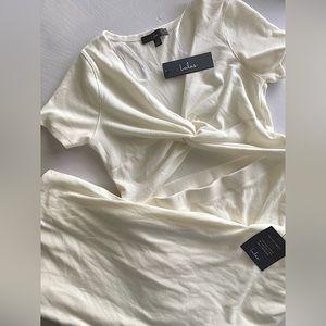 NWT - Lulus - ✨ Twist Front Cutout Midi Dress ✨ - Cream - Size M